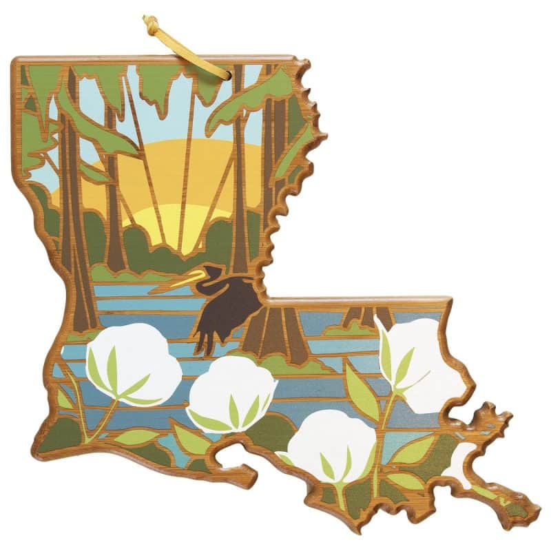 Custom Louisiana State Shaped Serving & Cutting Board w/Artwork by Summer Stokes