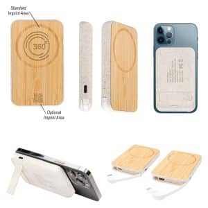 Custom Mag Max Bamboo Wireless Charger Power Bank
