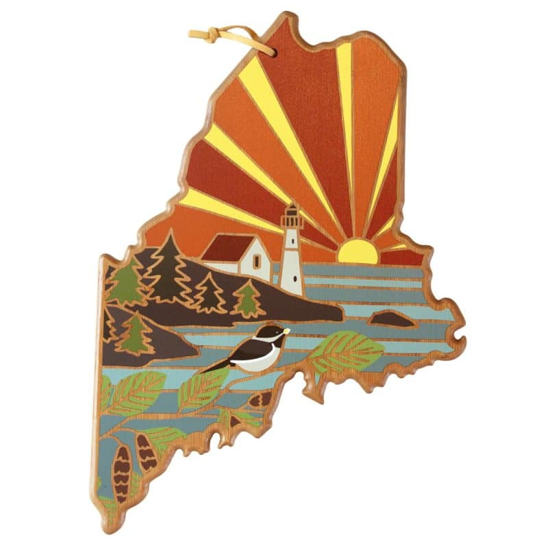 Custom Maine State Shaped Serving & Cutting Board w/Artwork by Summer Stokes