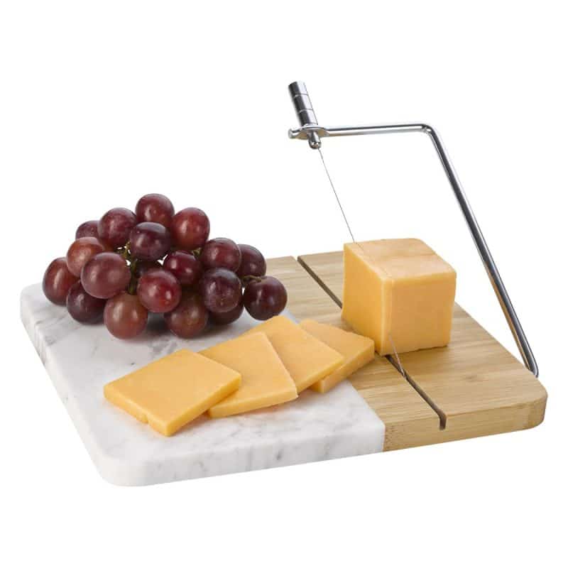 Custom Marble And Bamboo Cheese Cutting Board With Slicer - 2