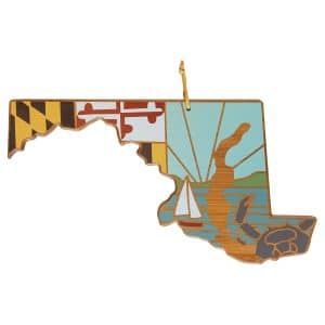 Custom Maryland State Shaped Serving & Cutting Board w/Artwork by Summer Stokes