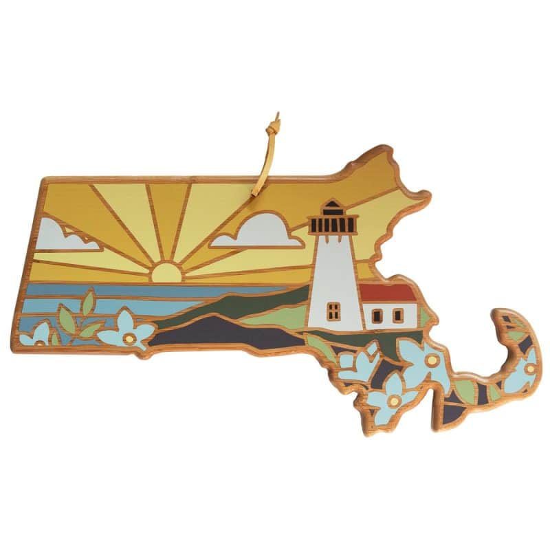 Custom Massachusetts State Shaped Serving & Cutting Board w/Artwork by Summer Stokes