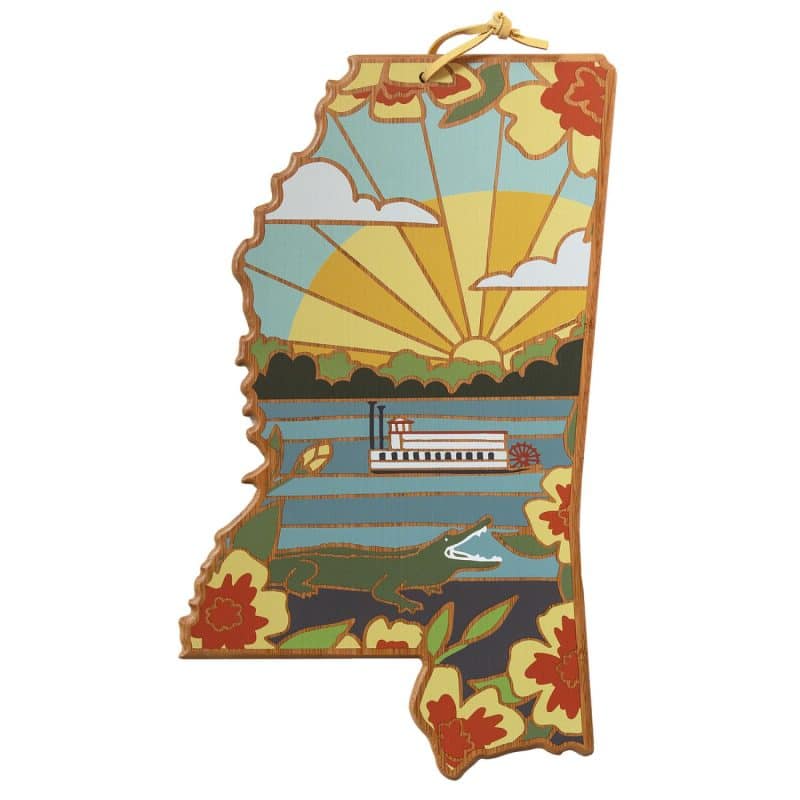 Custom Mississippi State Shaped Serving & Cutting Board w/Artwork by Summer Stokes