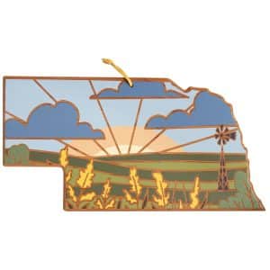 Custom Nebraska State Shaped Serving & Cutting Board w/Artwork by Summer Stokes