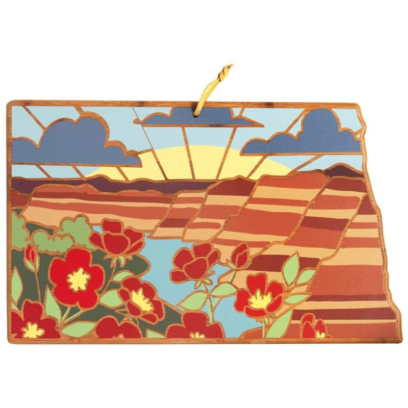 Custom North Dakota State Shaped Serving & Cutting Board w/Artwork by Summer Stokes