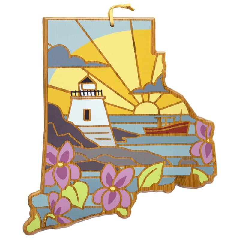 Custom Rhode Island State Shaped Serving & Cutting Board w/Artwork by Summer Stokes