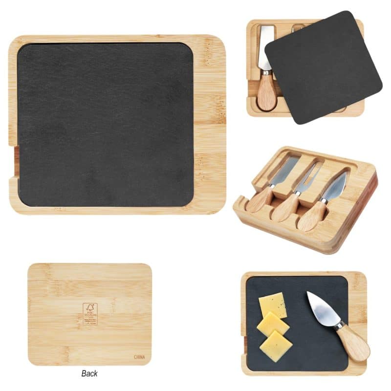 Custom Slate & Bamboo Cheese Server Set - 1