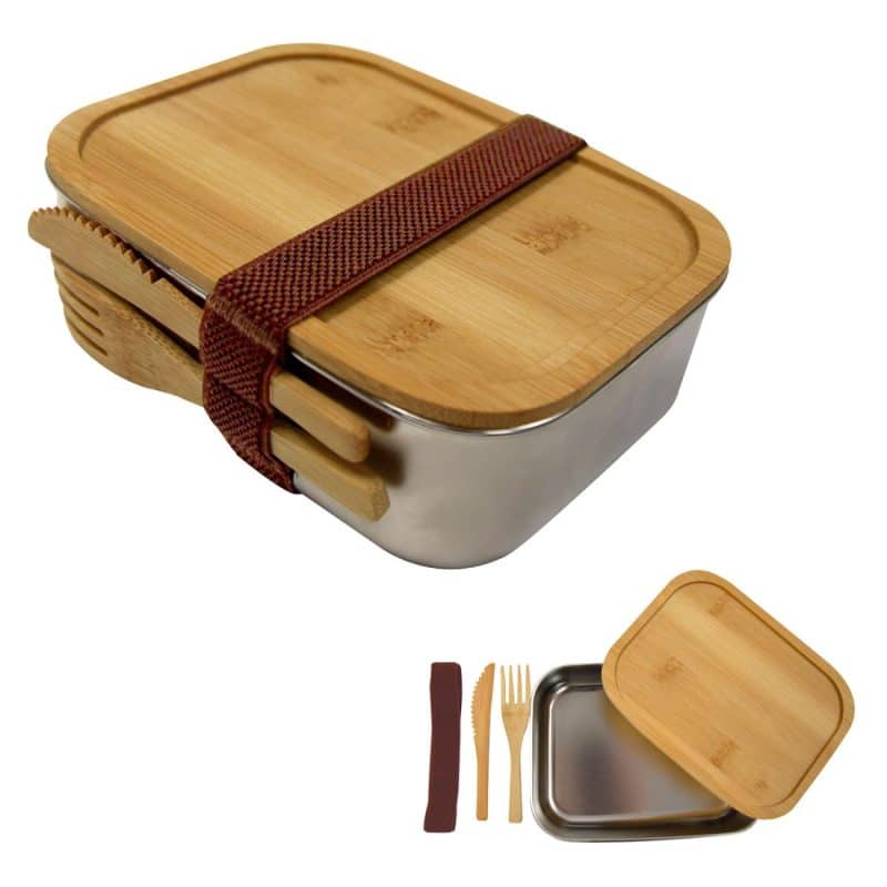 Custom Sophisticate Stainless & Bamboo Bento Box - 1