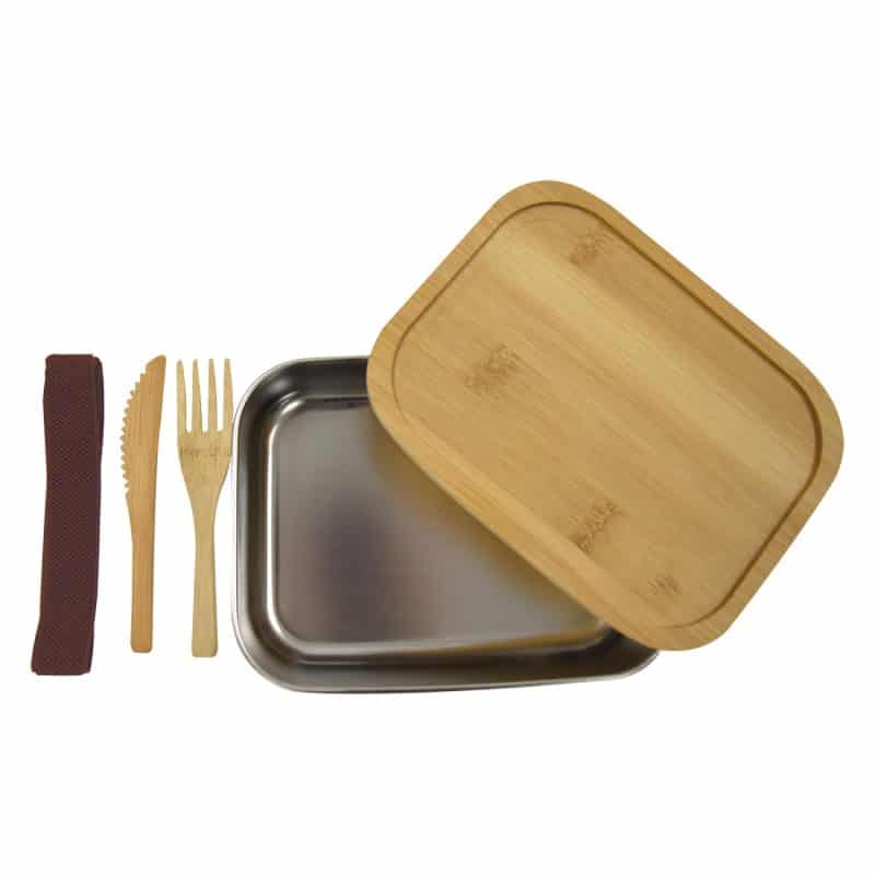 Custom Sophisticate Stainless & Bamboo Bento Box - 2