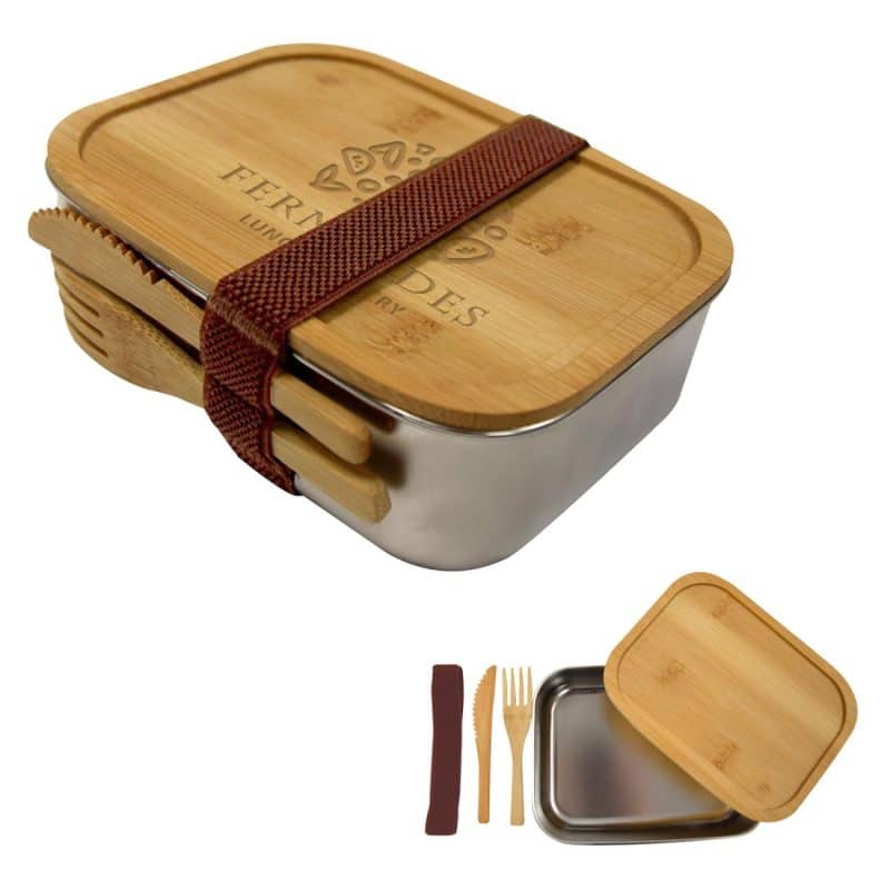 Custom Sophisticate Stainless & Bamboo Bento Box