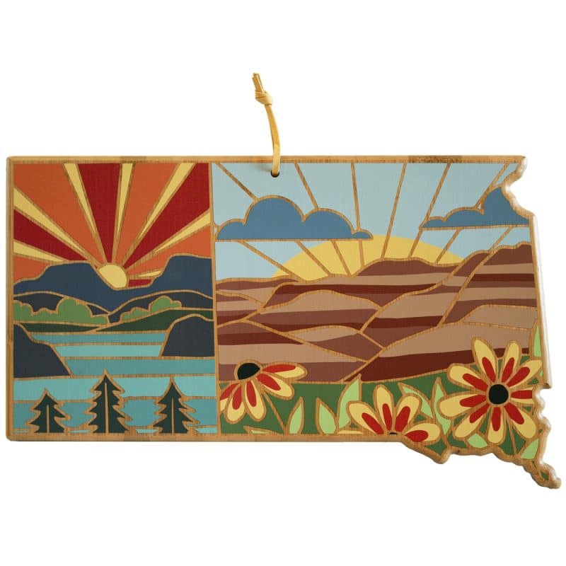 Custom South Dakota State Shaped Serving & Cutting Board w/Artwork by Summer Stokes