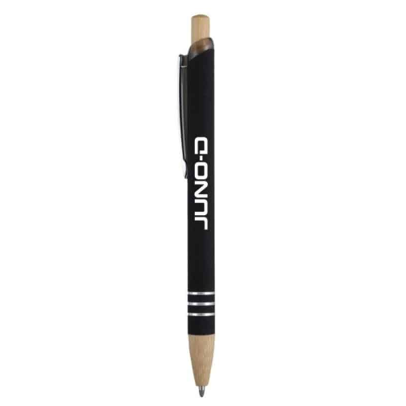 Custom Venosa Velvet-Touch Aluminum Pen w/Bamboo Accents - 2
