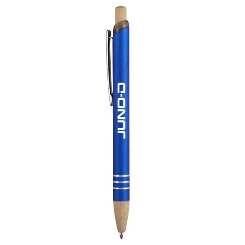 Custom Venosa Velvet-Touch Aluminum Pen w/Bamboo Accents - 3