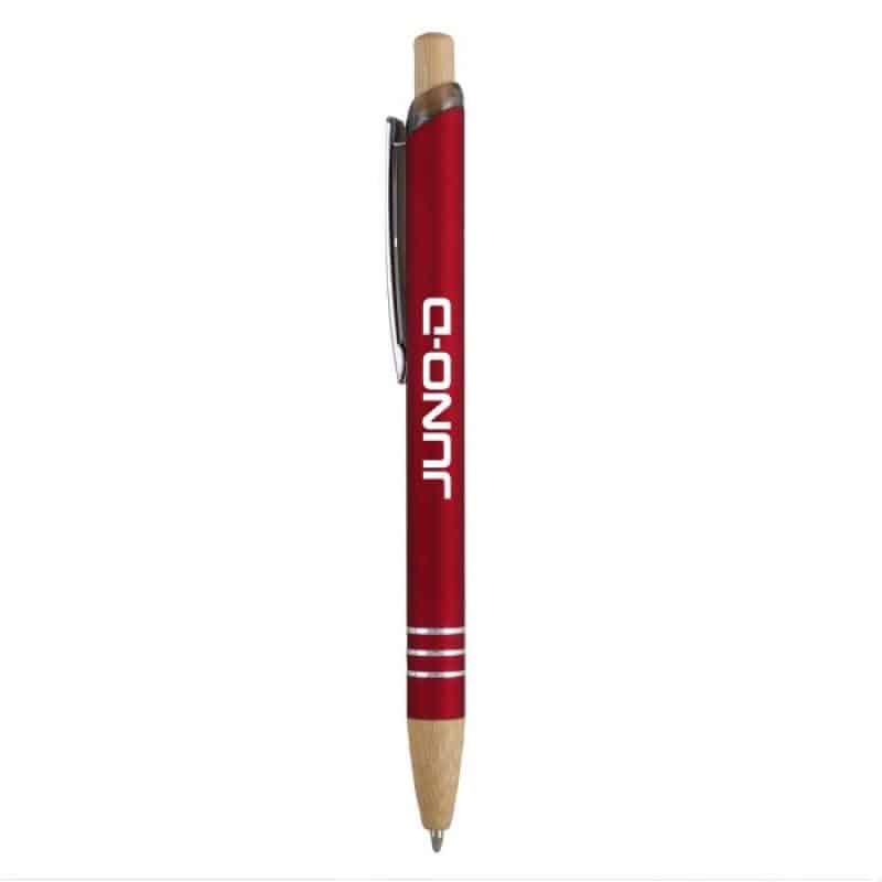 Custom Venosa Velvet-Touch Aluminum Pen w/Bamboo Accents - 4