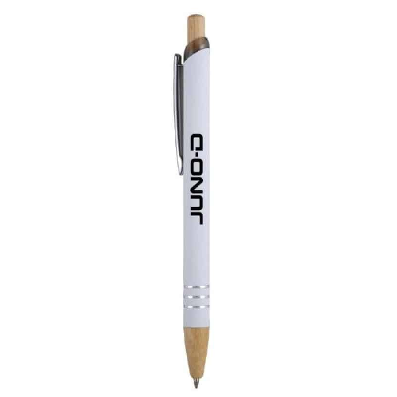 Custom Venosa Velvet-Touch Aluminum Pen w/Bamboo Accents - 6