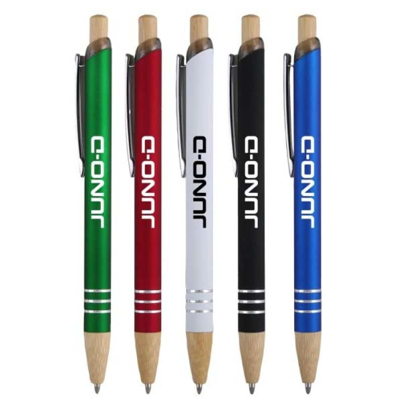 Custom Venosa Velvet-Touch Aluminum Pen w/Bamboo Accents