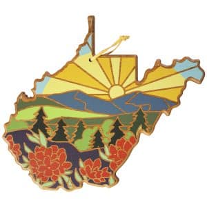 Custom West Virginia State Shaped Serving & Cutting Board w/Artwork by Summer Stokes
