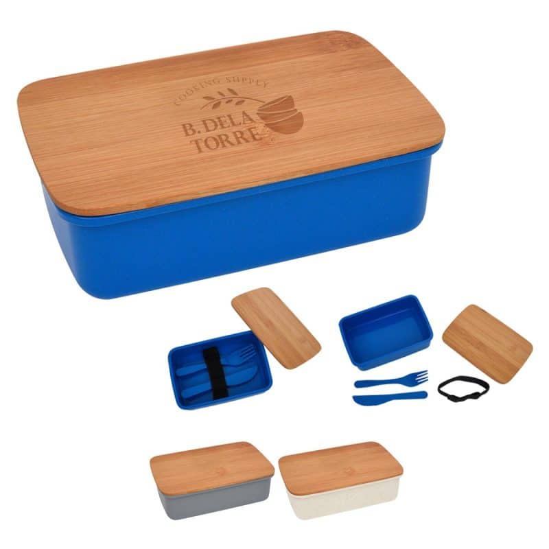 Custom Wheat Lunch Set With Bamboo Lid