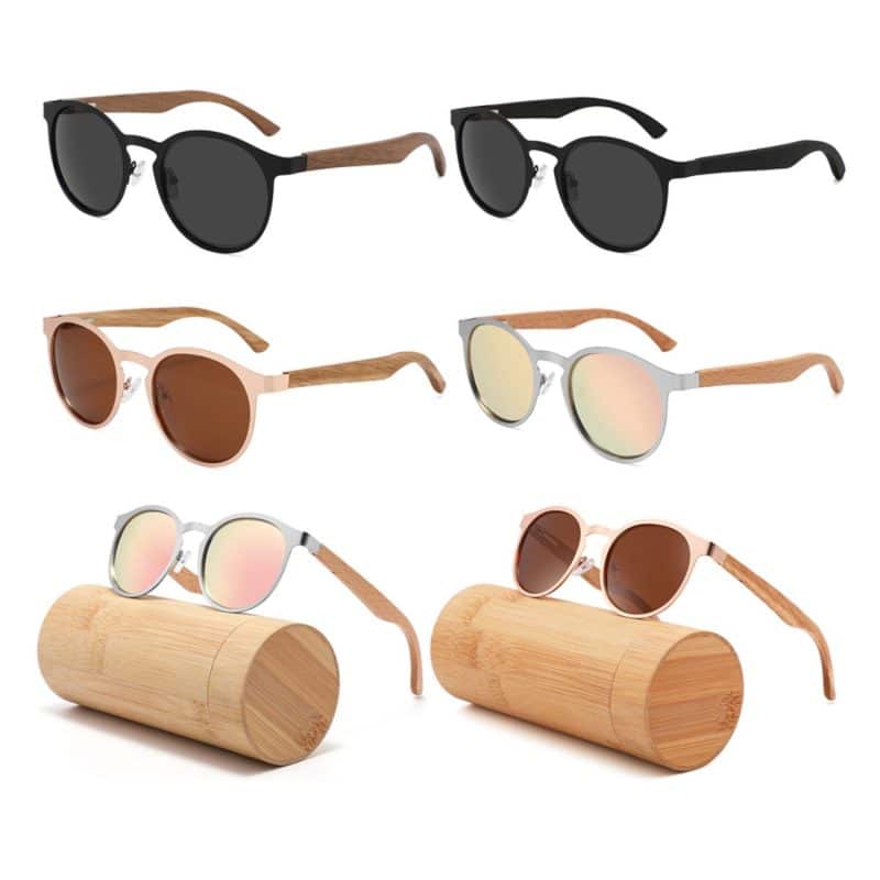 Custom Wood & Steel Rounds Polarized Sunglasses (LOSTRIVER) - 1
