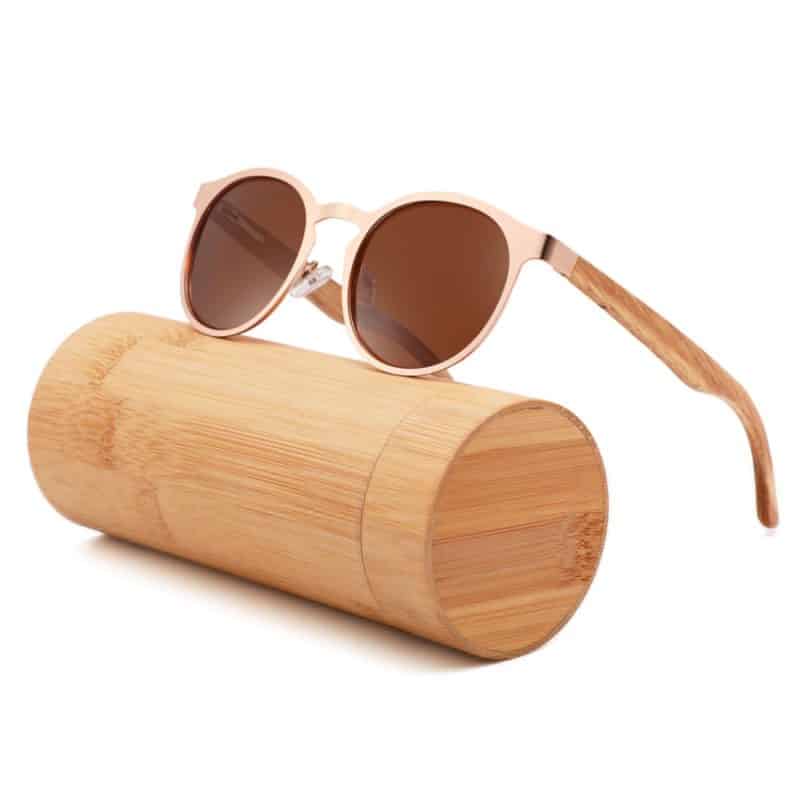 Custom Wood & Steel Rounds Polarized Sunglasses (LOSTRIVER) - 3
