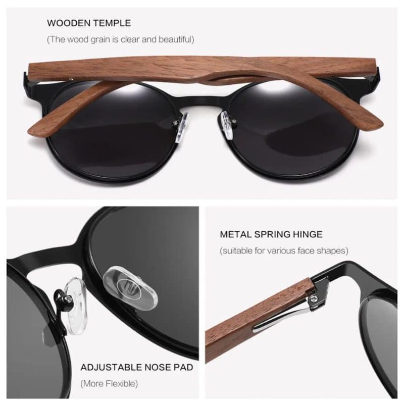 Custom Wood & Steel Rounds Polarized Sunglasses (LOSTRIVER) - 8