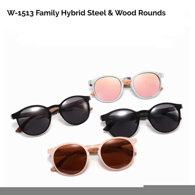 Custom Wood & Steel Rounds Polarized Sunglasses (LOSTRIVER)