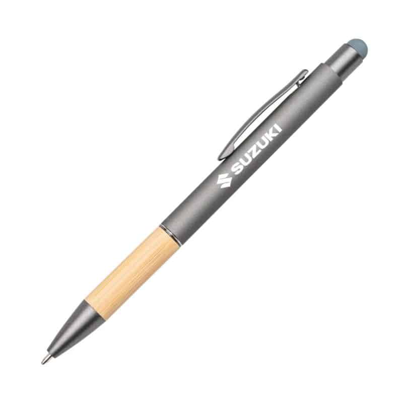 Custom Assia Metal Pen w/Bamboo Grip & Black Refill - 4