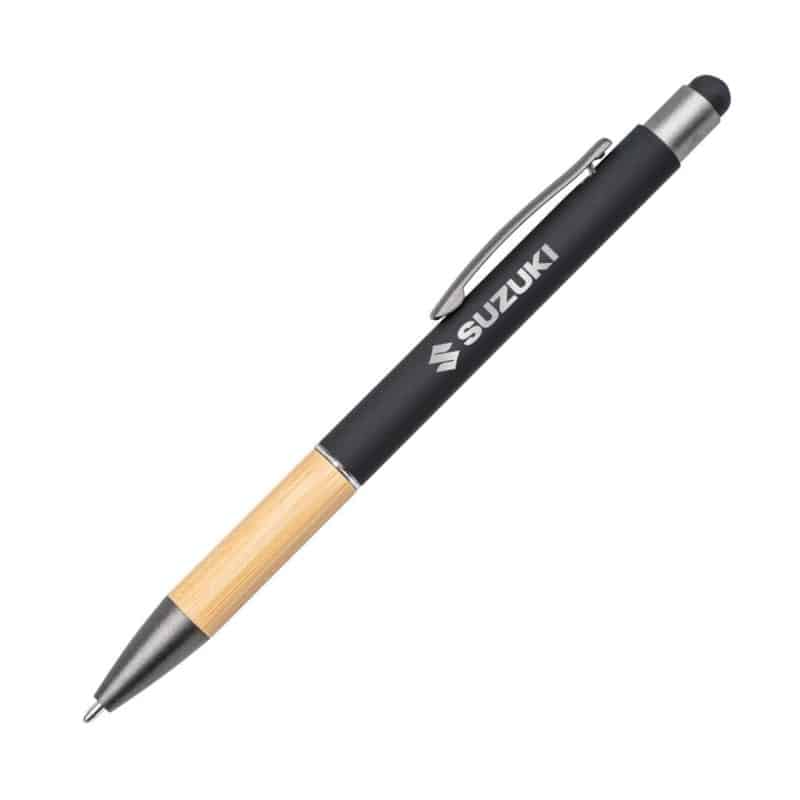 Custom Assia Metal Pen w/Bamboo Grip & Black Refill