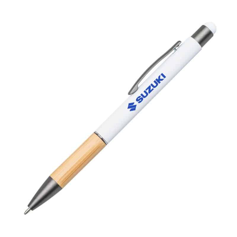 Custom Assias Aluminum Pen w/Bamboo Grip & Blue Refill - 6