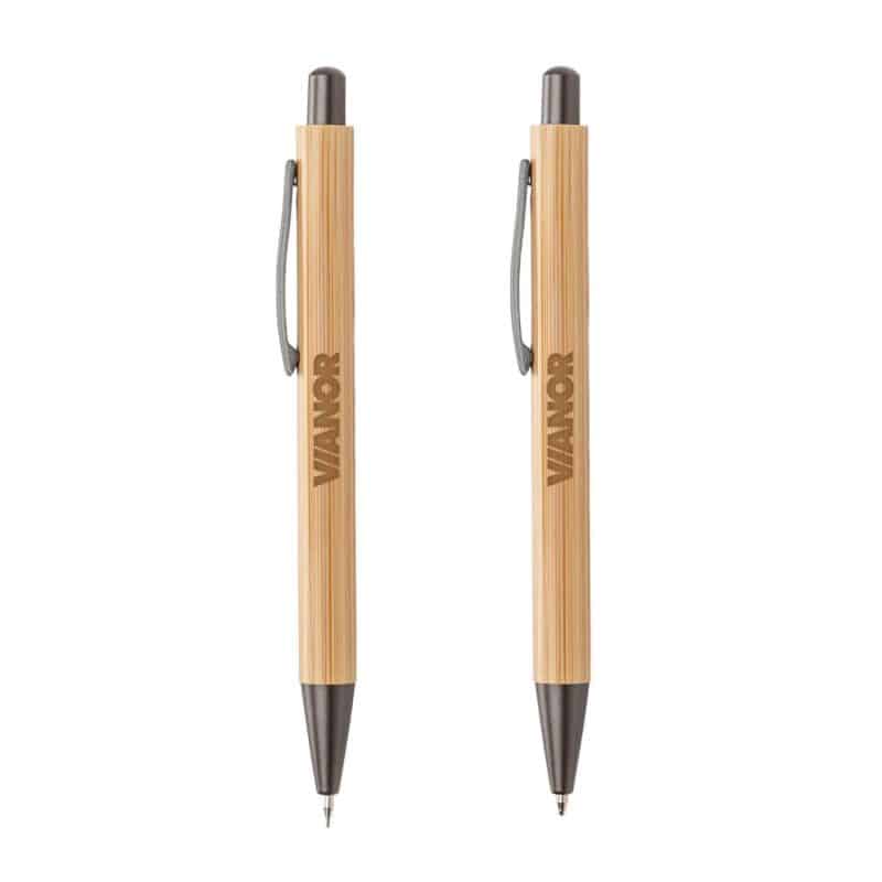 Custom Lucky Clicker Bamboo Pen & Pencil Set