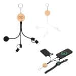 Custom 10w Bamboo Multi-charging Cables Keyring With Watch Dock