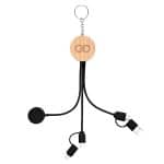 Custom 10w Bamboo Multi-charging Cables Keyring With Watch Dock - 2