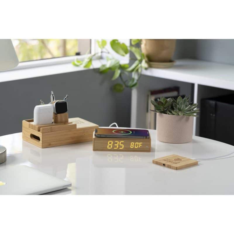 Custom FSC® 100% Bamboo Wireless Charging Pad with Dual Outputs - 7