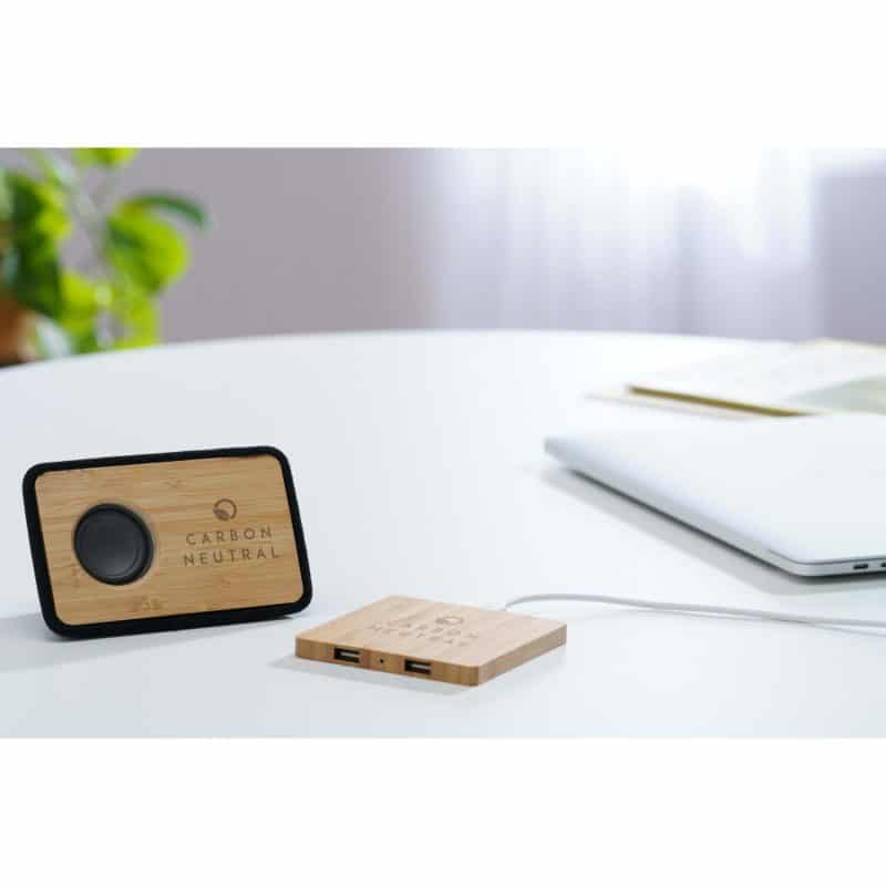 Custom FSC® 100% Bamboo Wireless Charging Pad with Dual Outputs - 8