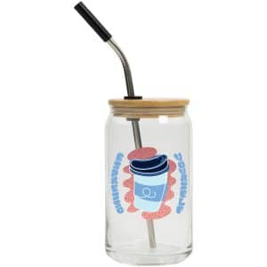 Custom Full Color Can Glass 16 Oz With Lid And Straw