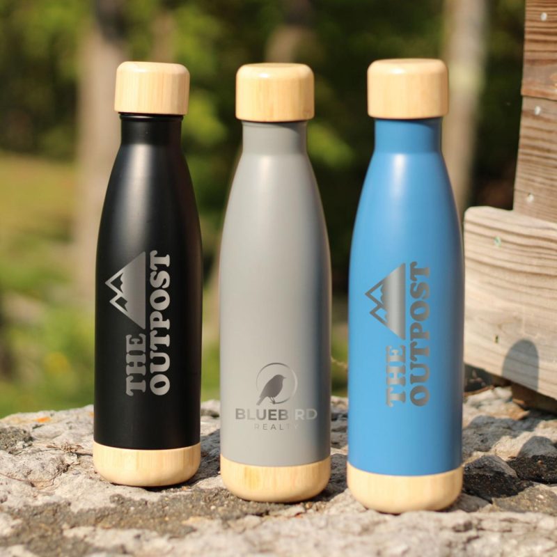 Custom Voyager Bottle With Bamboo Base & Lid 17 Oz - 5