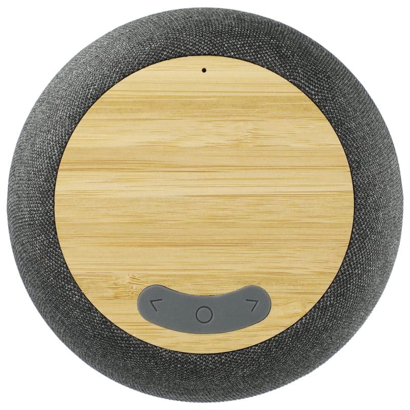 Custom Wireless Charging Garm Fabric & Bamboo Bluetooth Speaker - 8