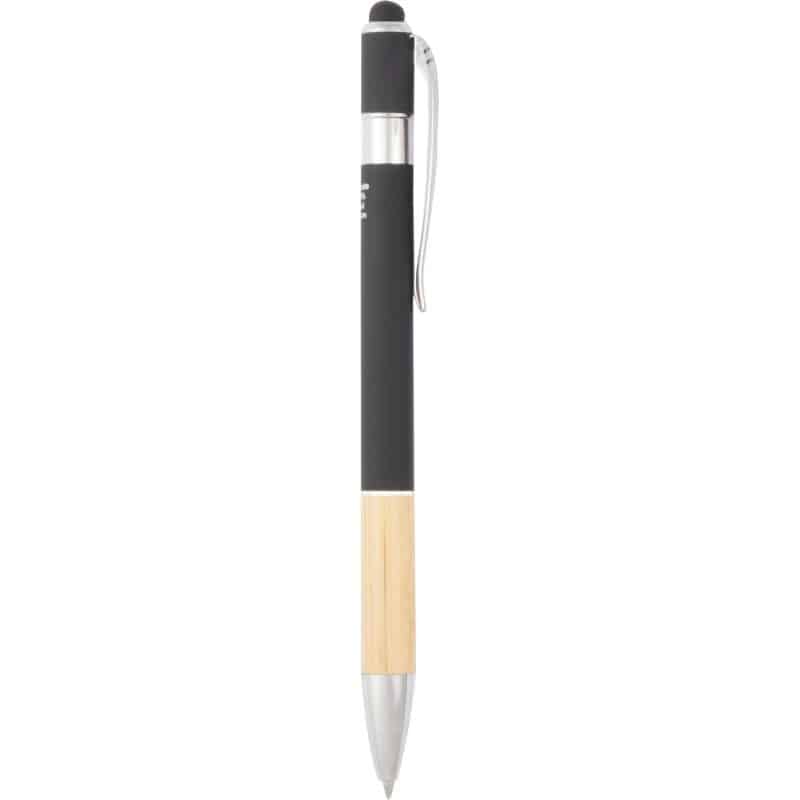 Custom Bamboo and Recycled Aluminum Soft Touch Ballpoint Stylus - 3