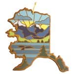 Custom Alaska State Shaped Serving & Cutting Board w/Artwork by Summer Stokes