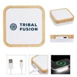 Custom Bamboo Wireless Charger Night Light - 2
