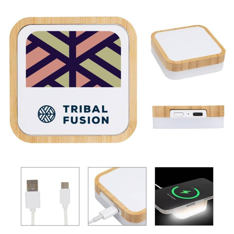 Custom Bamboo Wireless Charger Night Light