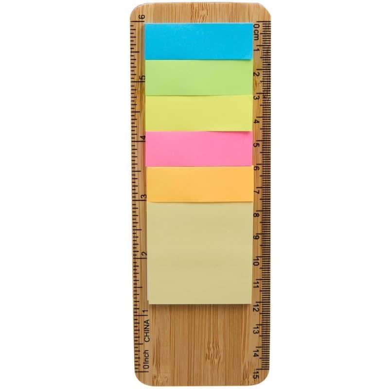 Custom FSC® Certified Bamboo Ruler with Sticky Notes - 1
