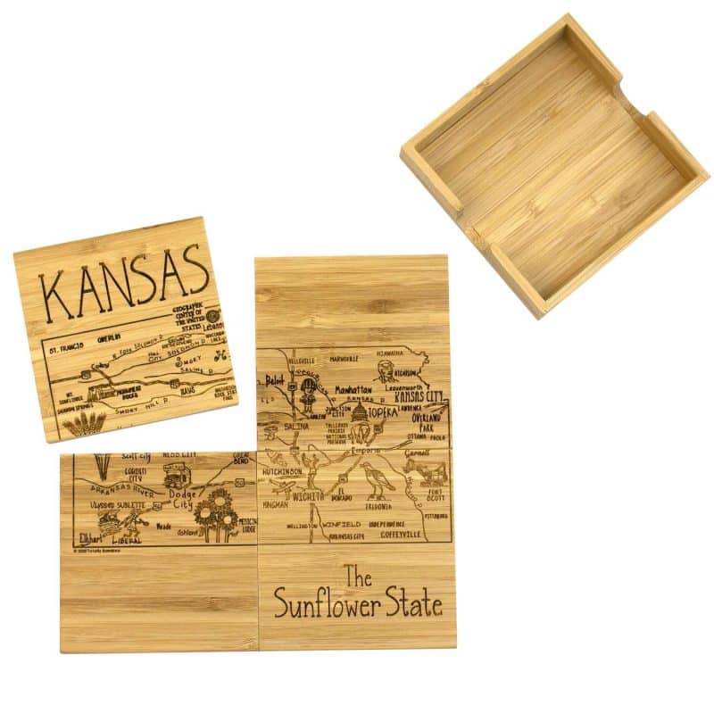 Custom Kansas Puzzle Coaster Set - 5