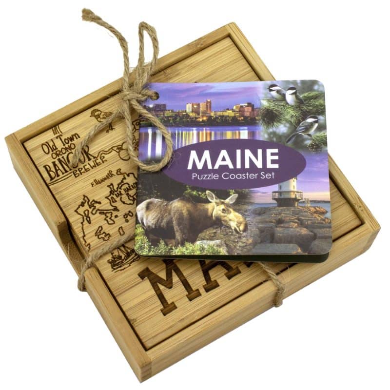 Custom Maine Puzzle Coaster Set - 4