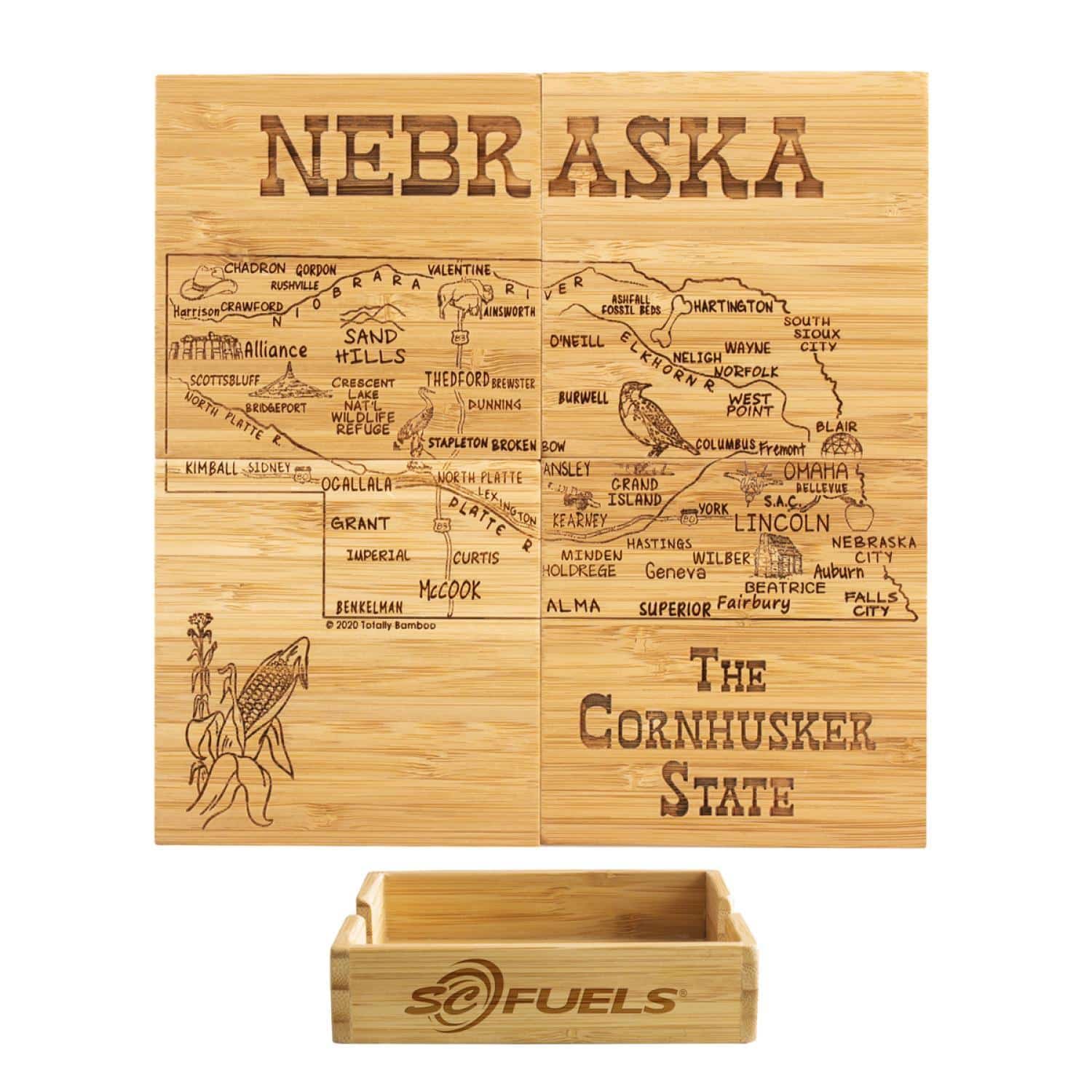 Custom Nebraska Puzzle Coaster Set