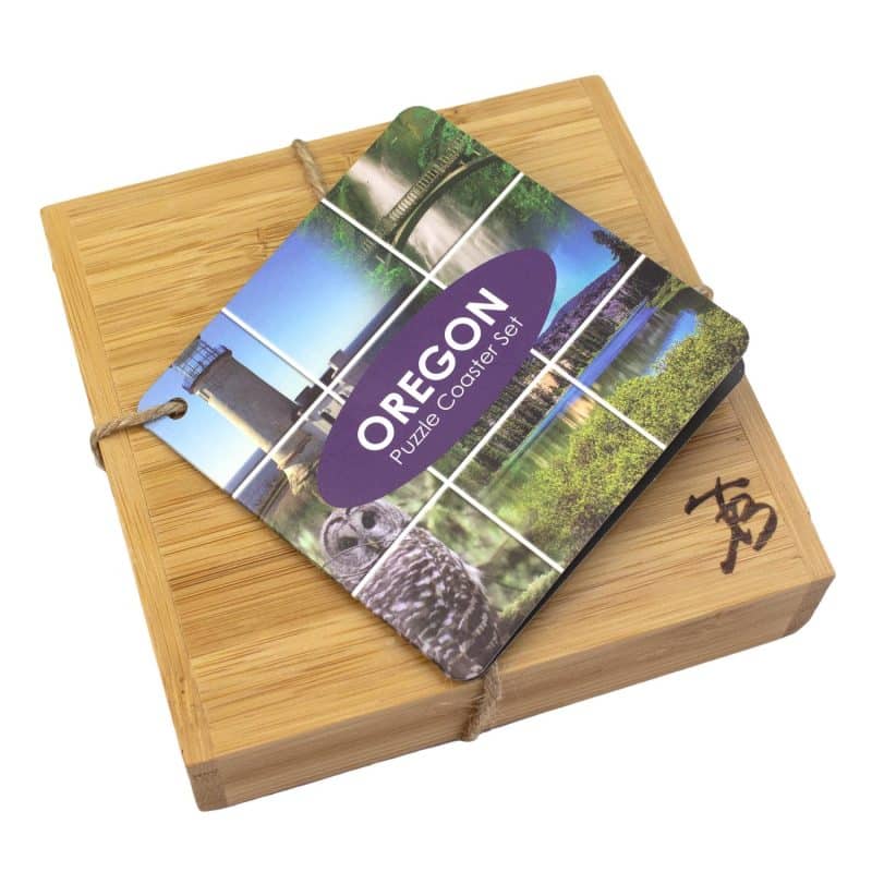 Custom Oregon Puzzle Coaster Set - 3