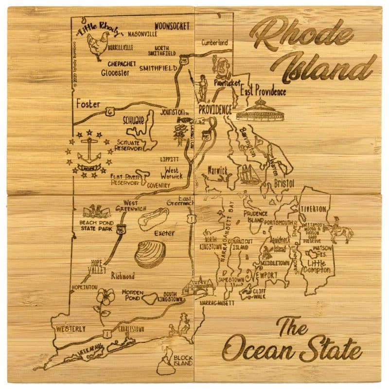 Custom Rhode Island Puzzle Coaster Set - 2