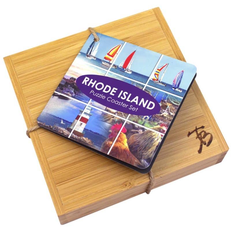 Custom Rhode Island Puzzle Coaster Set - 5