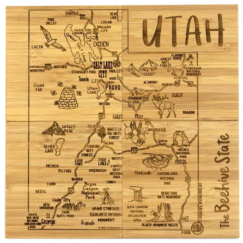 Custom Utah Puzzle Coaster Set - 2