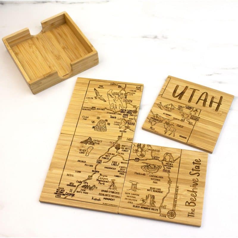 Custom Utah Puzzle Coaster Set - 5